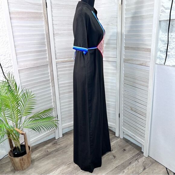 Vintage Embroidered Kaftan Caftan Maxi House Dress Large - Picture 6 of 11